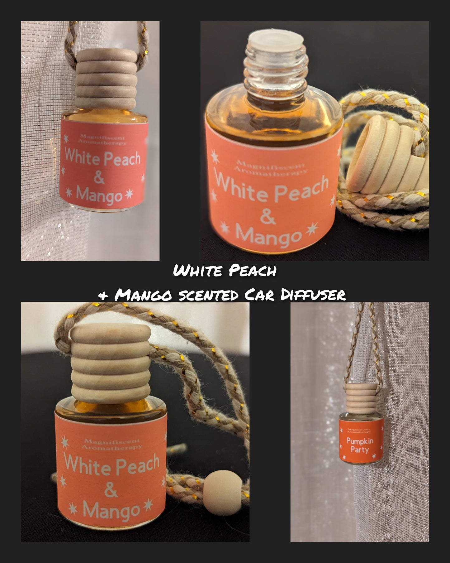 White Peach & Mango scented Car Diffuser