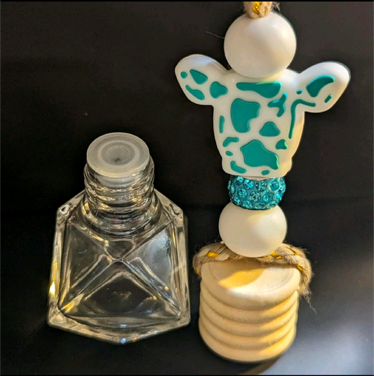 Teal Cow Print Hanging Car Diffuser